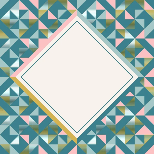 Marco cuadrado en colores retro, patrón de fondo geométrico abstracto — Archivo Imágenes Vectoriales