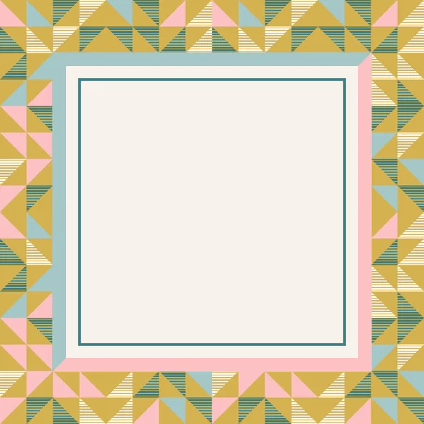 Cadre carré aux couleurs rétro, motif abstrait de fond géométrique — Image vectorielle