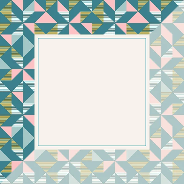 Cadre carré aux couleurs rétro, motif abstrait de fond géométrique — Image vectorielle