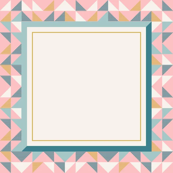 Square frame in retro colors, abstract geometric background pattern — Stock Vector