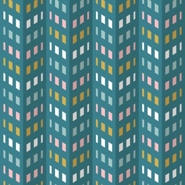 Moda soyut chevron desen. Dikişsiz vektör kumaş tasarımı. Retro orta yüzyıl renkleri.