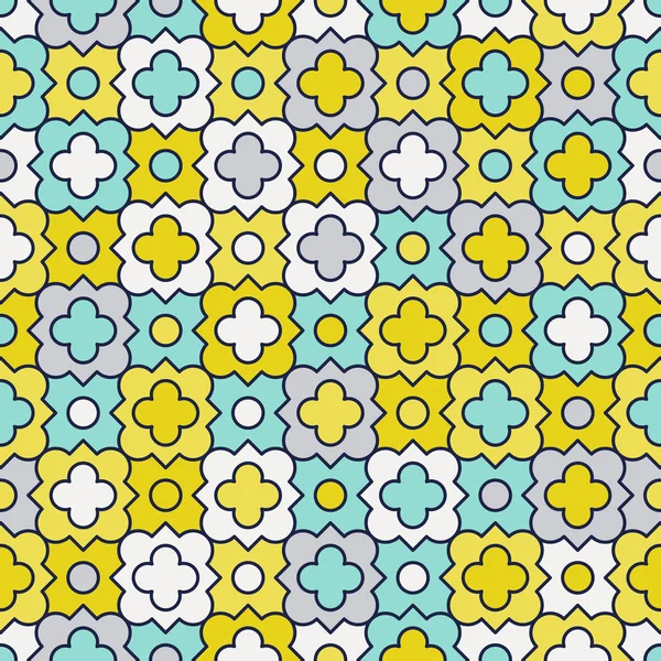 Multicolor Quatrefoil Padrão de treliça, fundo vetor sem costura — Vetor de Stock