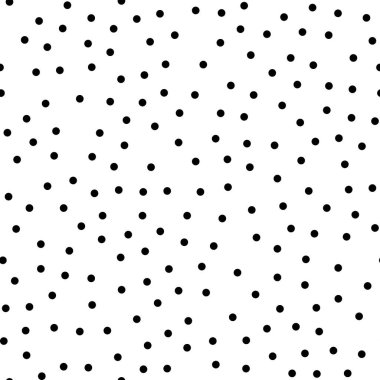 Rastgele dağınık polka noktaları, soyut siyah beyaz arka plan.
