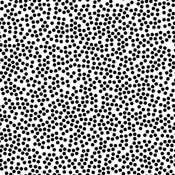 Willekeurige verspreide polka dots, abstracte zwarte en witte achtergrond. — Stockvector