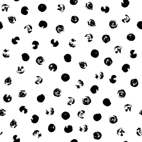 Willekeurige verspreide polka dots, abstracte zwarte en witte achtergrond. — Stockvector