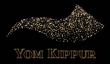 Shofar Yom Kippur tebrik kartı, vektör illüstrasyon.