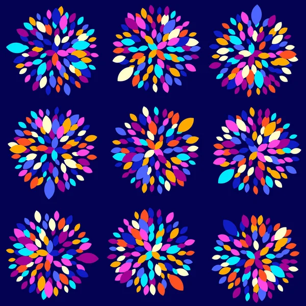 Fond géo abstrait avec des feux d'artifice colorés, coloré au hasard — Image vectorielle