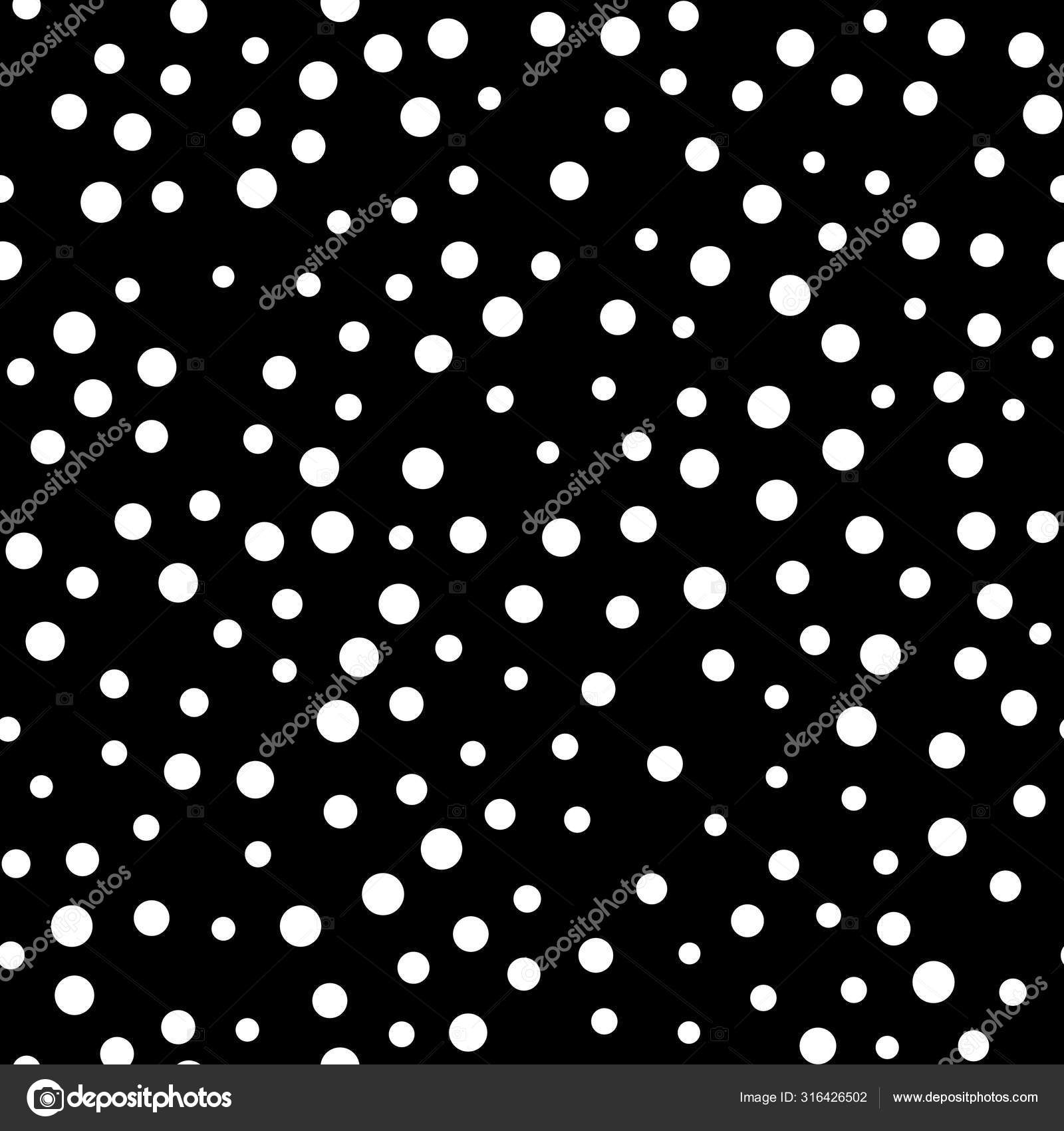 Random scattered polka dot pattern, abstract black and white background ...