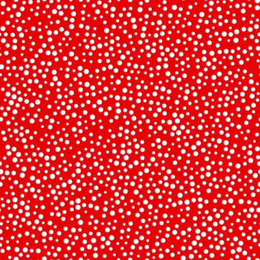 Rastgele dağılmış benek desenleri, soyut kırmızı ve beyaz arkaplan, kırmızı üzerine beyaz noktalar.