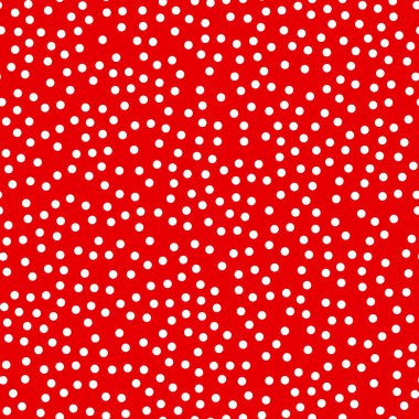 Rastgele dağılmış benek desenleri, soyut kırmızı ve beyaz arkaplan, kırmızı üzerine beyaz noktalar.