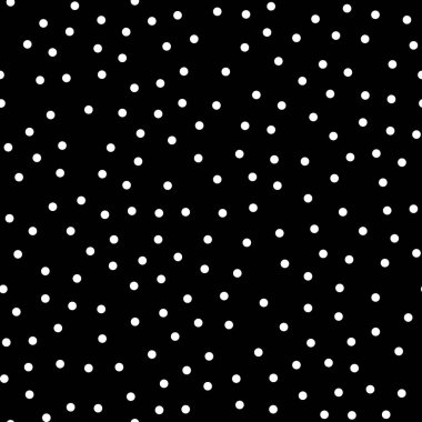 Rastgele dağılmış benek deseni, soyut siyah beyaz arkaplan, siyah üzerine beyaz noktalar.