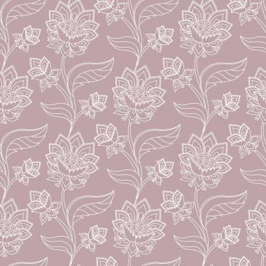 Jacobean çiçekli illüstrasyon, çayır çiçekli arka plan. Arka planda iki renkli şifalı bitki var. Kusursuz vektör deseni. Jacobean işlemeli çiçek, bitkisel koleksiyon.