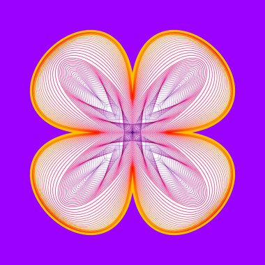 Fantastik neon çiçek ikonu, soyut şekil bir sürü harmanlama çizgisi ve gradyan rengi var. Vektör çizimi. Parlak neon 80 'lerin renkleri.