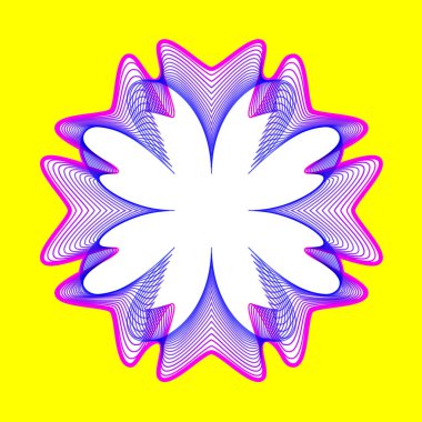 Fantastik neon çiçek ikonu, soyut şekil bir sürü harmanlama çizgisi ve gradyan rengi var. Vektör çizimi. Parlak neon 80 'lerin renkleri.