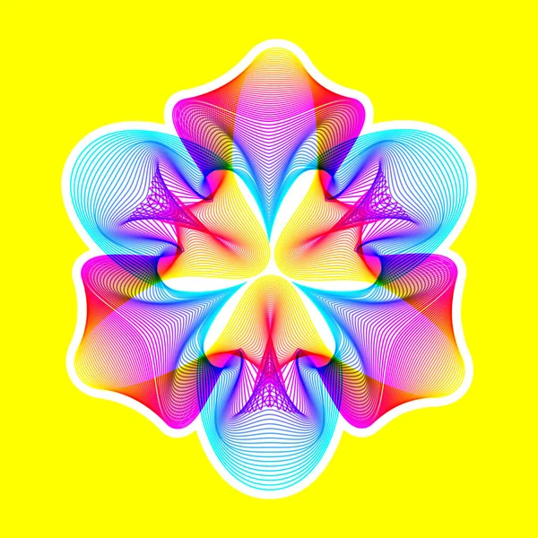 Fantastic Neon Flower Icon Abstract Shape Lots Blending Lines Gradient — Stock Vector