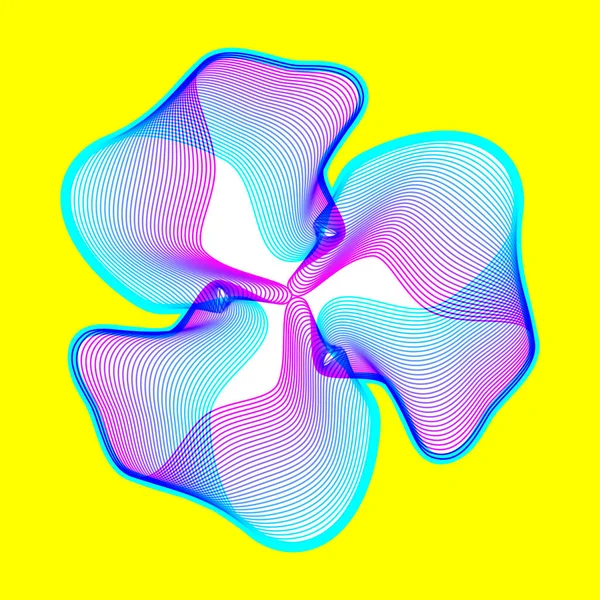 Fantastická Neonová Ikona Květin Abstraktní Tvar Spoustou Linií Barvou Gradientu — Stockový vektor