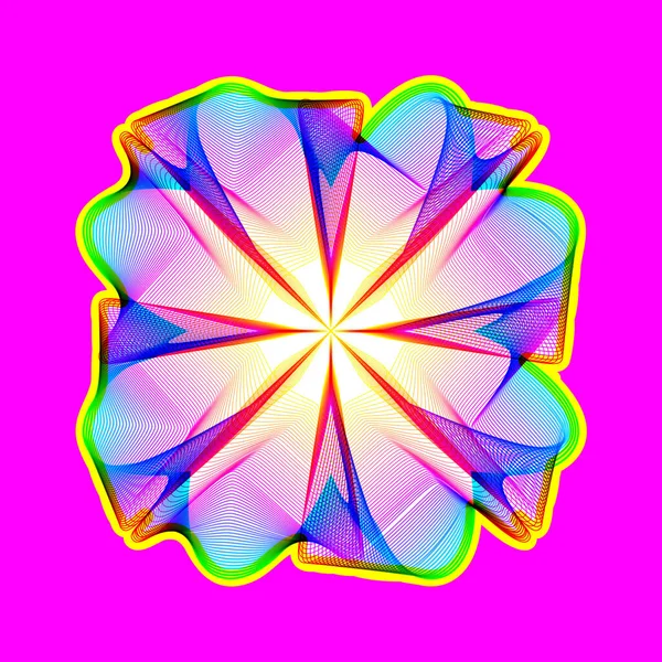 Fantastic Neon Flower Icon Abstract Shape Lots Blending Lines Gradient — Stock Vector