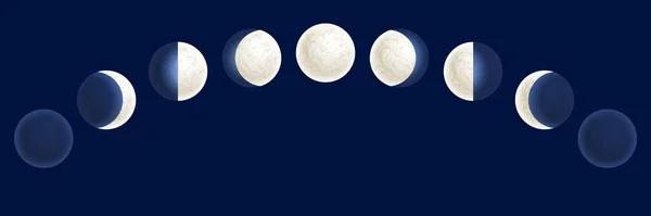 Ilustracja Faz Księżyca Niebieskie Tło Plakatu Planety Kosmicznej Plakat Astrologiczny — Wektor stockowy