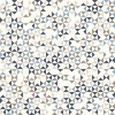 Tarafsız renklerle soyut geometrik arkaplan. Kusursuz vektör deseni. Kahverengi kahverengi, lacivert ve deniz mavisi doğal renkler. Moda kumaş yama tasarımı. Basit geometri