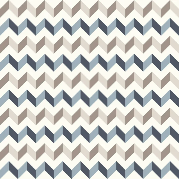 中性色における幾何学的背景 シームレスなベクトルパターン 茶色いタウプ ネイビーブルー ナチュラルカラー ファッション生地パッチワークデザイン 単純な幾何学的シェブロンパターン — ストックベクタ
