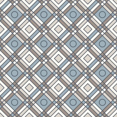 Elmas şekiller, çapraz çizgiler ve daireler, soyut geometrik arkaplan. Kusursuz vektör moda modeli. Kumaş desenleri, duvar kağıtları, ağ arkaplanları için mükemmel..