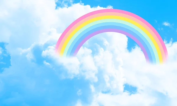 Zuckerwatte Himmel Blauer Hintergrund Illustration Regenbogen Den Wolken Fantasievolle Illustration — Stockfoto