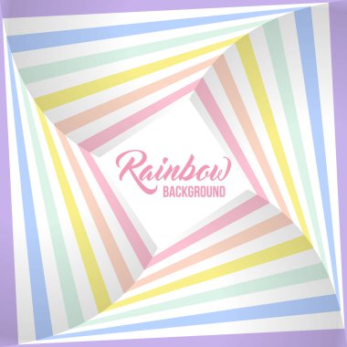 Geometrik çizgili arka plan, pastel gökkuşağı spektrum renkleri. LGBTQ renkleri. Soyut geometrik çizgili desen, gökkuşağı çizgileri. Vektör çizimi. Renkli dalga, dalgalı LGBT bayrağı.