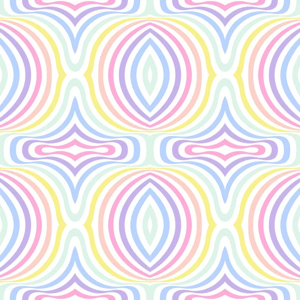幾何学的な縞模様の背景 パステル虹のスペクトルの色 Lgbtqの色 抽象幾何学的な縞模様シームレスなパターン 虹の縞 ベクトルイラスト カラフルな波 波状Lgbtの旗 — ストックベクタ