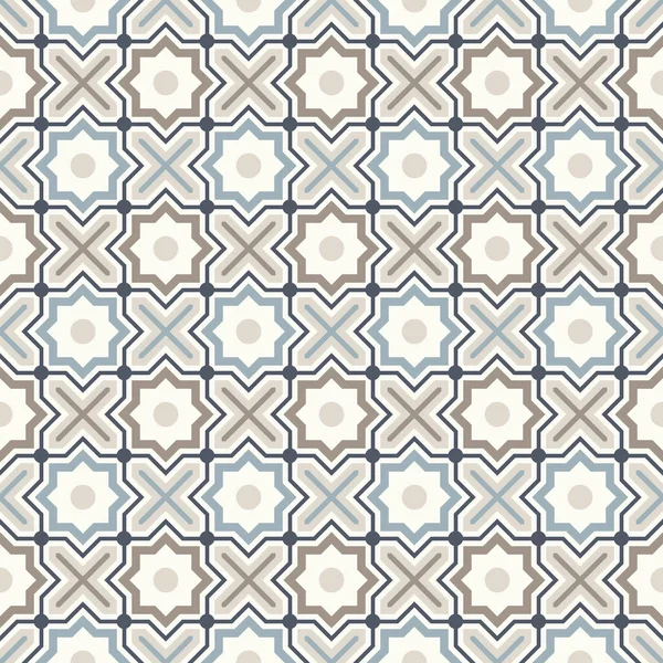 以传统的东方阿拉伯几何重复图式为基础的混乱的现代图式 无缝线矢量背景 浅色中性自然色 易重新着色 — 图库矢量图片