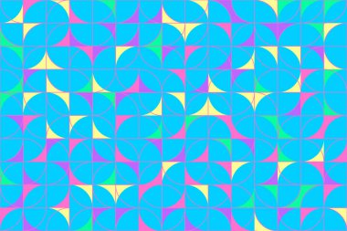 Soyut geometrik zemin, gaddarlık bauhaus stili elementler rastgele sırada, farklı renkler, kusursuz vektör jeo bg deseni, basit düz geometri şekilleri duvar kağıdı, kumaş, yaratıcı web projeleri.