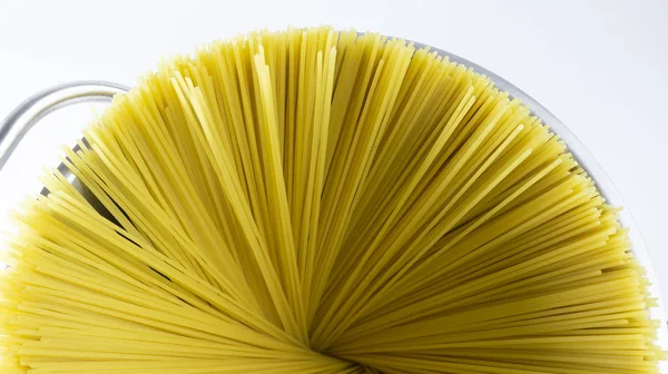 Spaghetti Linie Edelstahlkessel Rohling Für Design Lebensmittelkonzept Nahaufnahme Von Oben — Stockfoto