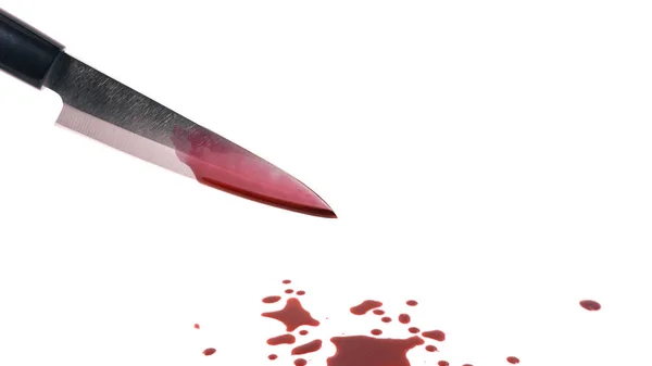 Krwawy Nóż Białym Tle Koncepcja Noc Halloween Concept Seryjny Morderca — Zdjęcie stockowe