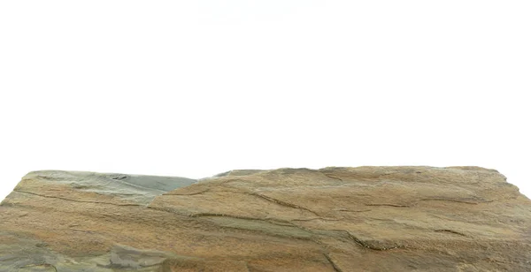 Placa Pedra Mesa Vazia Frente Fundo Branco Borrado — Fotografia de Stock