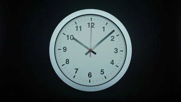 Часы Белой Стеной Утра Вечера Черном Фоне — стоковое фото