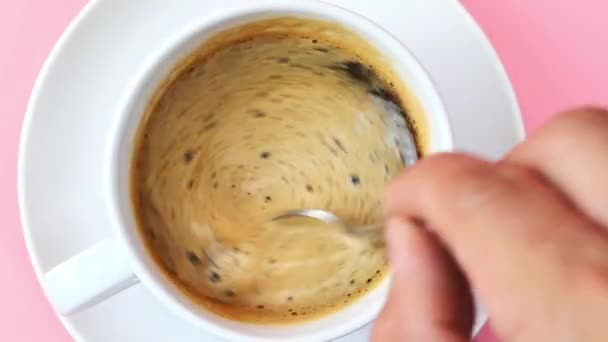 Varmt Kaffe Espresso Ovanifrån Matkoncept — Stockvideo