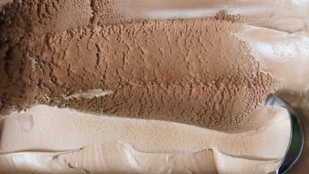 Textura Helado Chocolate Vista Superior Concepto Comida Blanco Para Diseño — Vídeo de stock