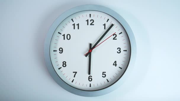 Relógio Cinza Fundo Branco Início Tempo Relógio Vermelho Minuto Segunda — Vídeo de Stock