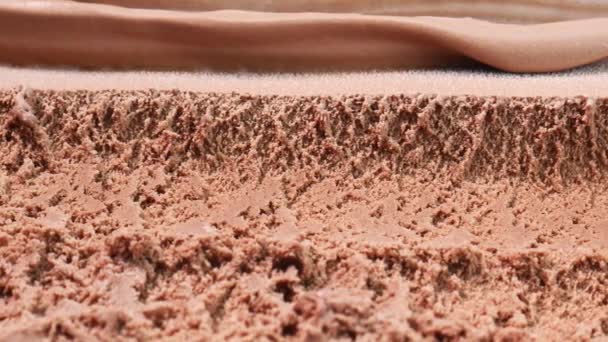 关闭从左向右移动相机角度 表面巧克力冰淇淋 俯瞰食物概念 空白设计 — 图库视频影像