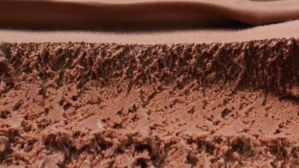 Close Move Camera Angle Left Right Surface Chocolate Ice Cream — Stock Video