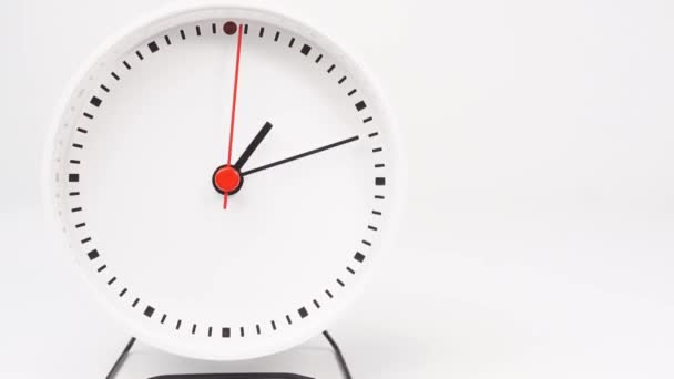 Closeup Zoom Out One Clock White Background — Stock Video