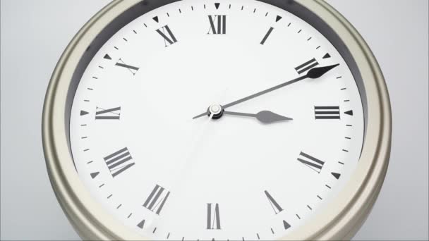 经典时钟罗马数字显示时间凌晨3点或下午3点 时间流逝60分钟 — 图库视频影像