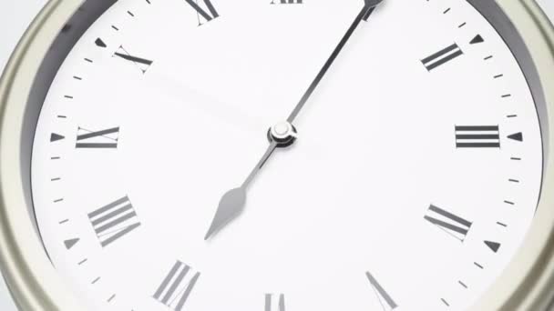 Closeup Zoom Classic Clock Roman Numerals Showtime Прохід Часу Хвилин — стокове відео