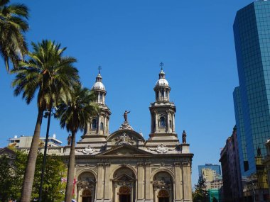 Büyükşehir Katedrali Santiago, ünlü Plaza de Armas Santiago de Chile, bulunan.