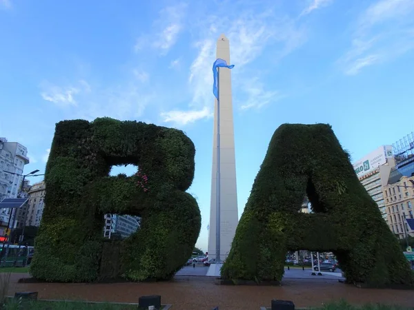 Der Obelisk Der Buenos Aires Ist Ein Historisches Denkmal Das — Stockfoto