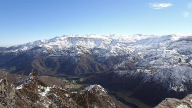 Cajon del Maipo, Farellones ve Mirador de los Condores, Cordillera de los Andes, Santiago de Chile, Şili