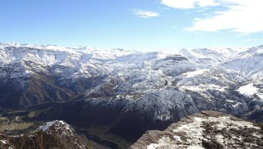 Cajon del Maipo, Farellones ve Mirador de los Condores, Cordillera de los Andes, Santiago de Chile, Şili