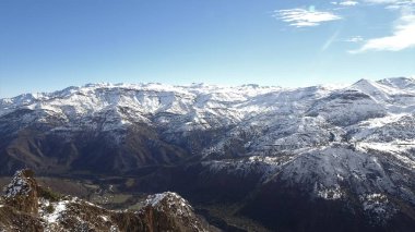 Cajon del Maipo, Farellones ve Mirador de los Condores, Cordillera de los Andes, Santiago de Chile, Şili