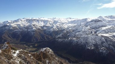 Cajon del Maipo, Farellones ve Mirador de los Condores, Cordillera de los Andes, Santiago de Chile, Şili