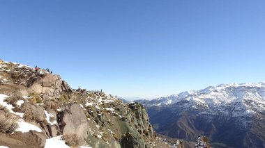 Cajon del Maipo, Farellones ve Mirador de los Condores, Cordillera de los Andes, Santiago de Chile, Şili