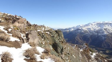 Cajon del Maipo, Farellones ve Mirador de los Condores, Cordillera de los Andes, Santiago de Chile, Şili